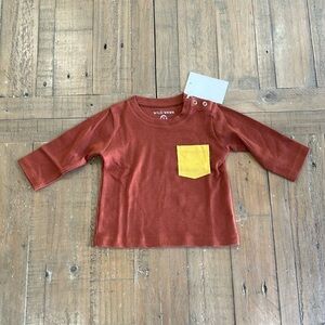 Wild Wawa rust long sleeve pocket tee nwt